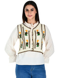 Albion Women Floral Embroidered Tie Neck Top
