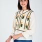Albion Women Floral Embroidered Tie Neck Top