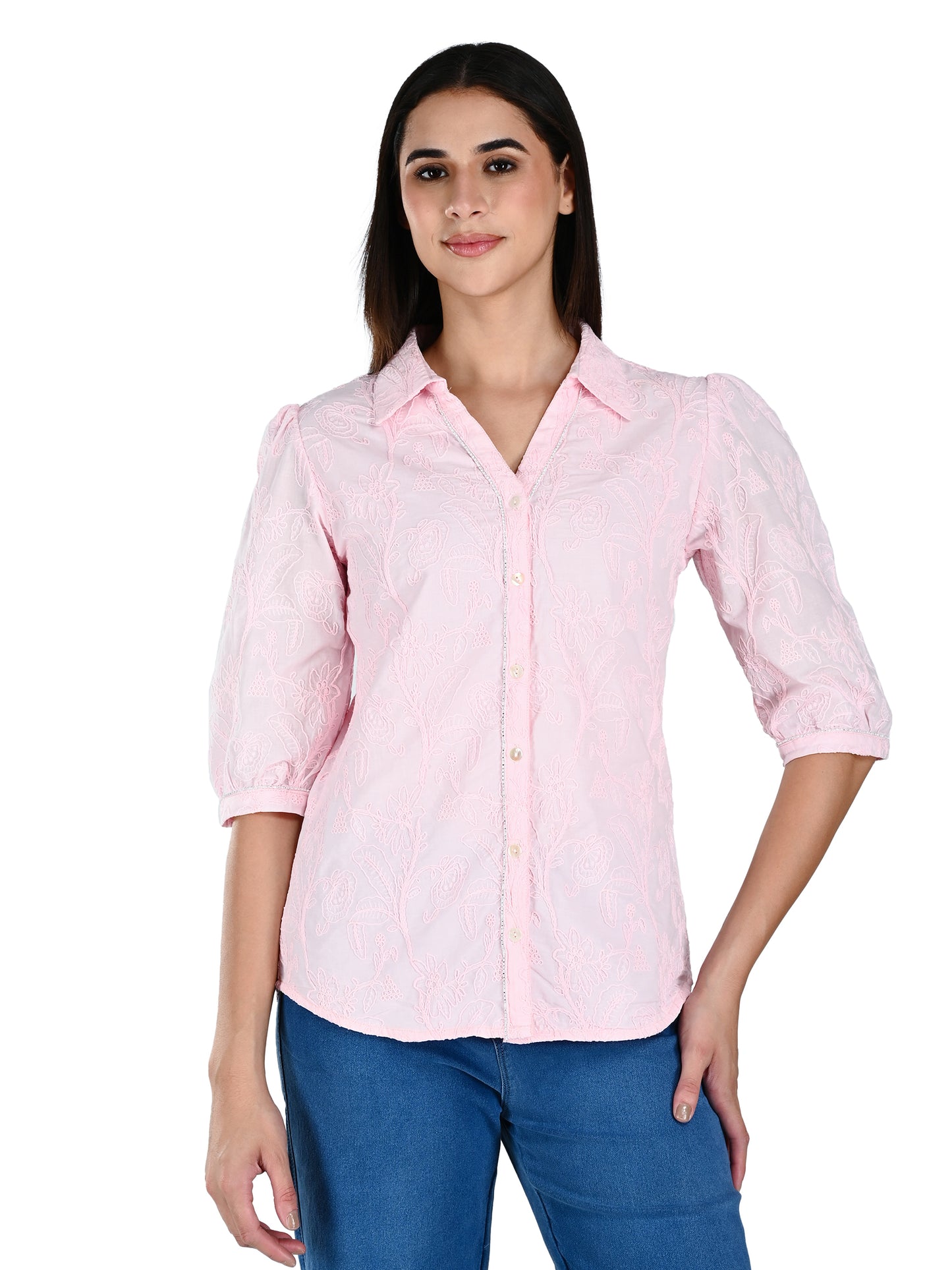 Albion Women Elegant Pink Thread Work Top,