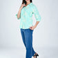 Albion Women Elegant Green Thread Work Top,
