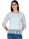 Albion Women Elegant Sky  Thread Work Top,