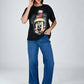 Albion Women Black Vibe Printed Casual Tee