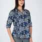 Albion Women Dark Blue Bloom Embroidered Shirt