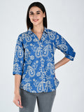 Albion Women Indigo Bloom Embroidered Shirt