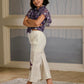 Albion Girls Purple Floral Top & Embroidered Palazzo Set