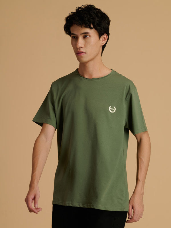 Albion Premium Men's Green T-Shirt – Stylish Regular Fit Casual Cotton T-Shirt for Men