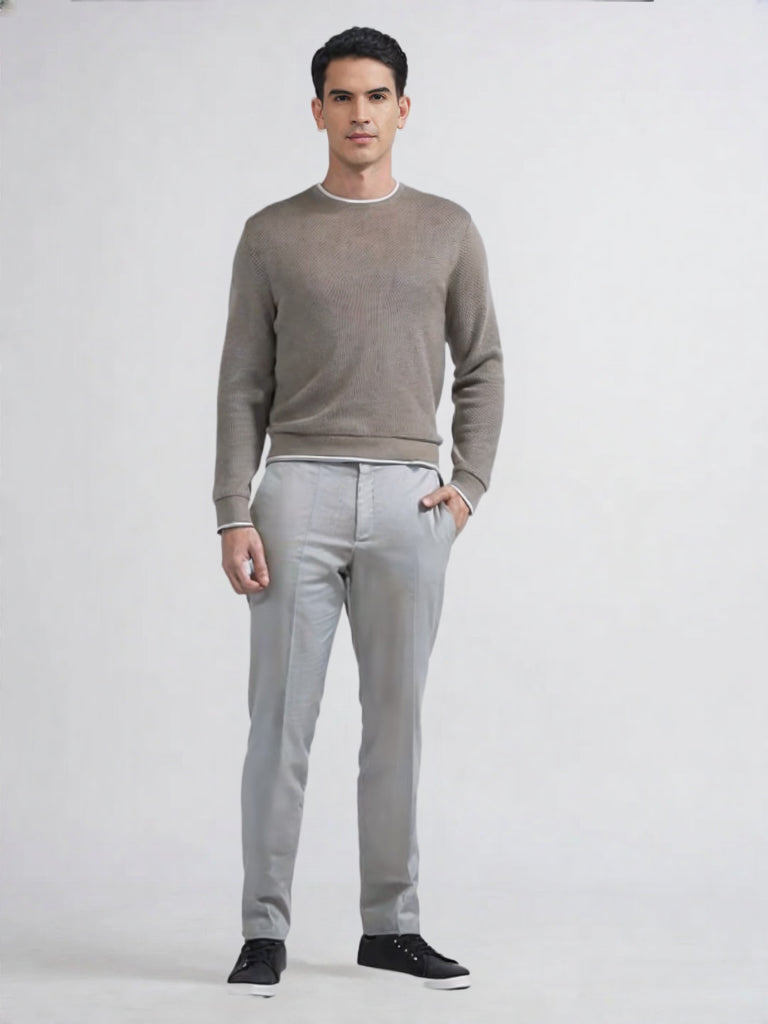 Albion Premium Men's Winter Casual Fawn Solid T-Shirt