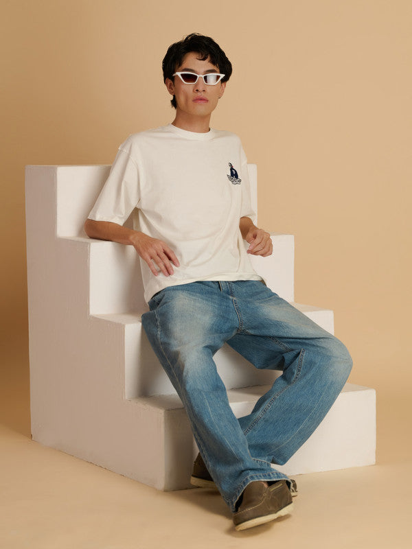 Albion Premium Cyan White Men T-Shirt