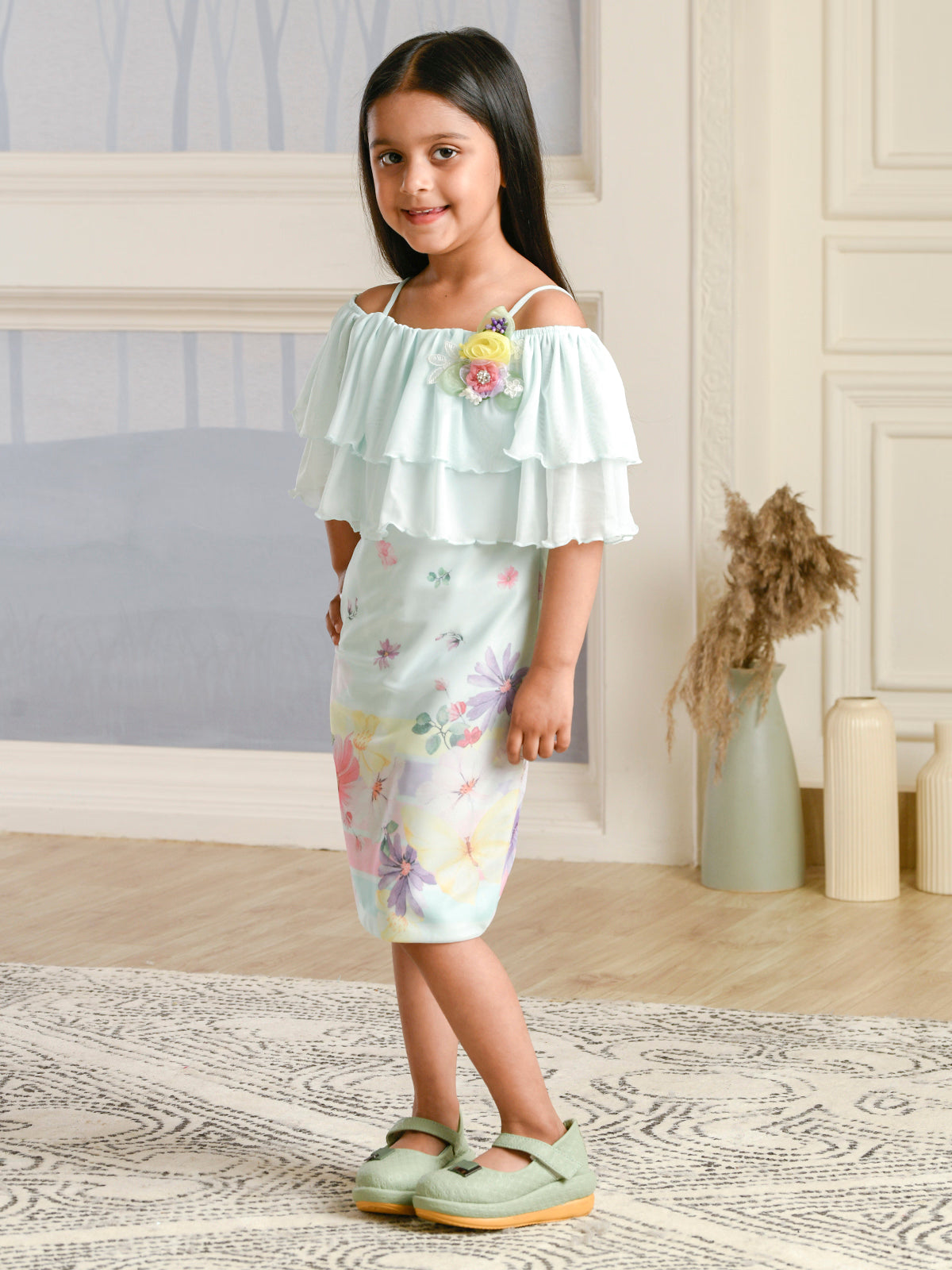 Albion Premium Girls Kittens Green Frock