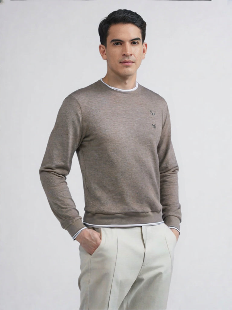 Albion Premium Men's Winter Casual Fawn Solid T-Shirt