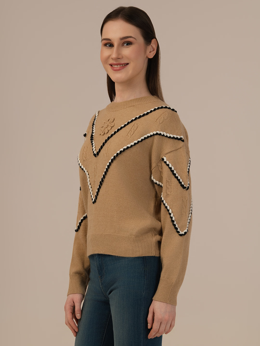 Albion Women’s Cozy Wool Sweater – Warm Winter Wear – Khaki