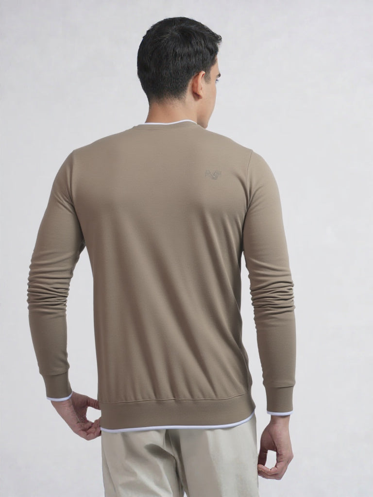 Albion Premium Men's Winter Casual Fawn Solid T-Shirt
