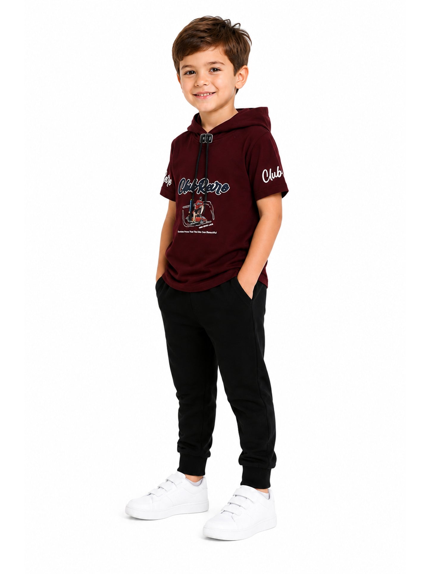 Albion Fashionable Boys Hooded Cotton T-Shirt