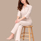 Albion Beige Minimal Co-Ord Set for Women | Premium Solid Shirt & Pant Set | Elegant Casual Outfit