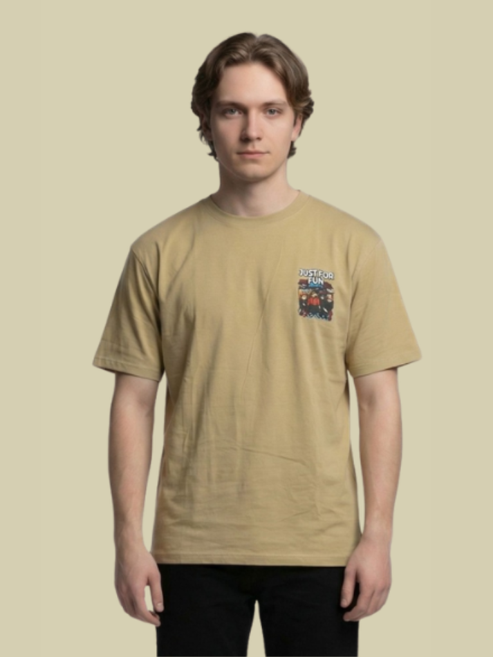 Albion Men’s Premium Khaki Graphic Print Casual T-Shirt