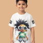 Albion Boys White Graphic Printed T-Shirt | Cool Cartoon Character Casual Cotton Tee for Kids