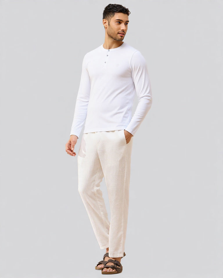 Albion Premium Men's Winter Casual Off White T-Shirt