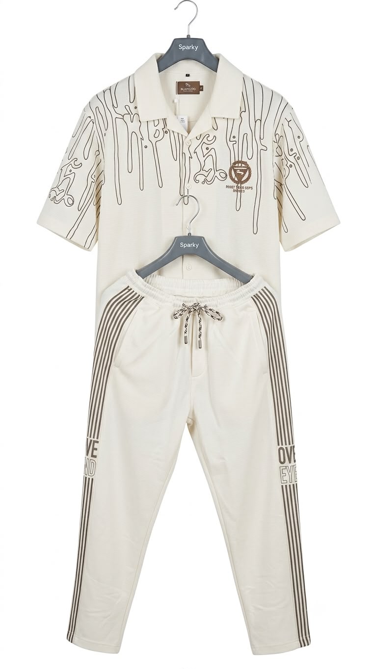 Albion Men's White Casual Co-Ord Set | Modern Relaxed Fit