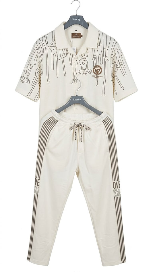 Albion Men's White Casual Co-Ord Set | Modern Relaxed Fit