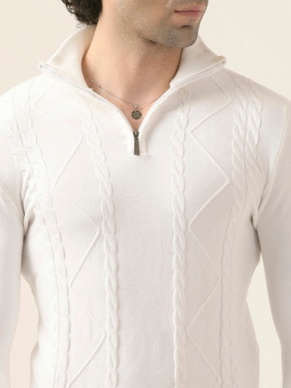 Albion Men’s Warm Pullover Sweater – Fall/Winter Essential_white