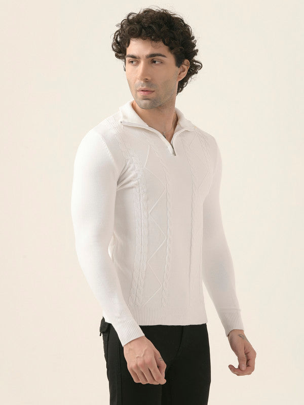 Albion Men’s Warm Pullover Sweater – Fall/Winter Essential_white