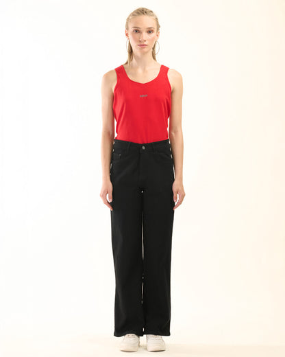 Albion Women Superior Black Straight Fit Jeans