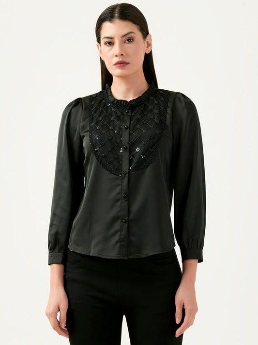 Albion Women Smart Premium Black Blouson Top