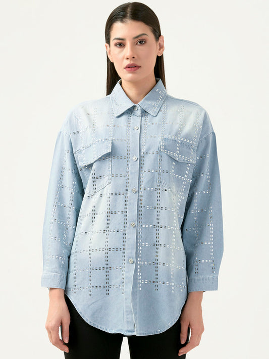 Albion Women Smart Premium Denim Casual Shirt