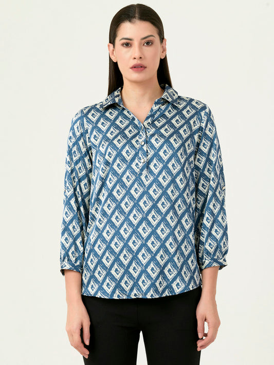 Albion Women Smart Premium Ink Blue Casual Shirt