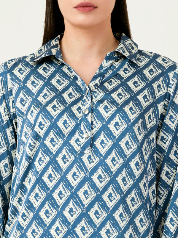 Albion Women Smart Premium Ink Blue Casual Shirt