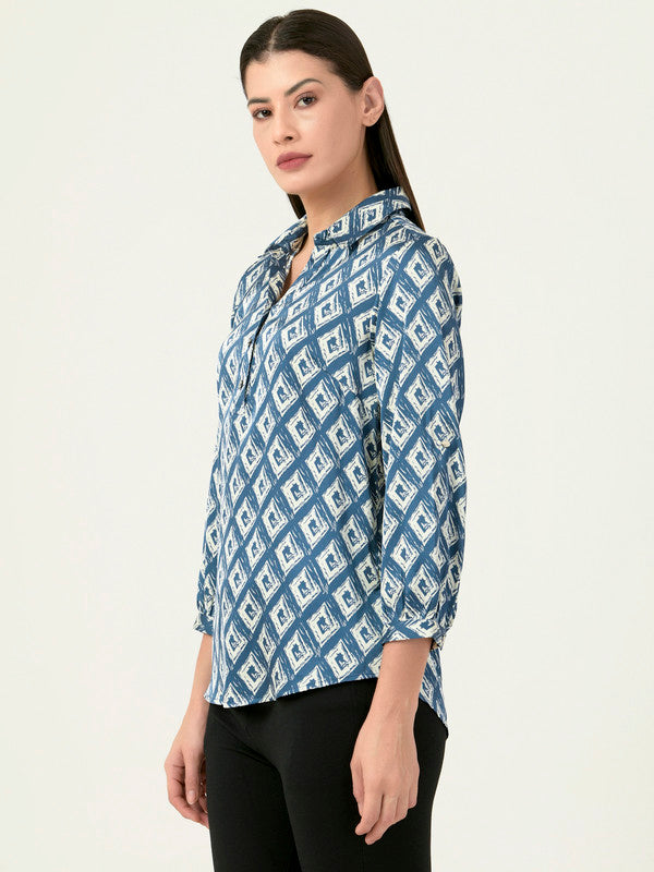 Albion Women Smart Premium Ink Blue Casual Shirt