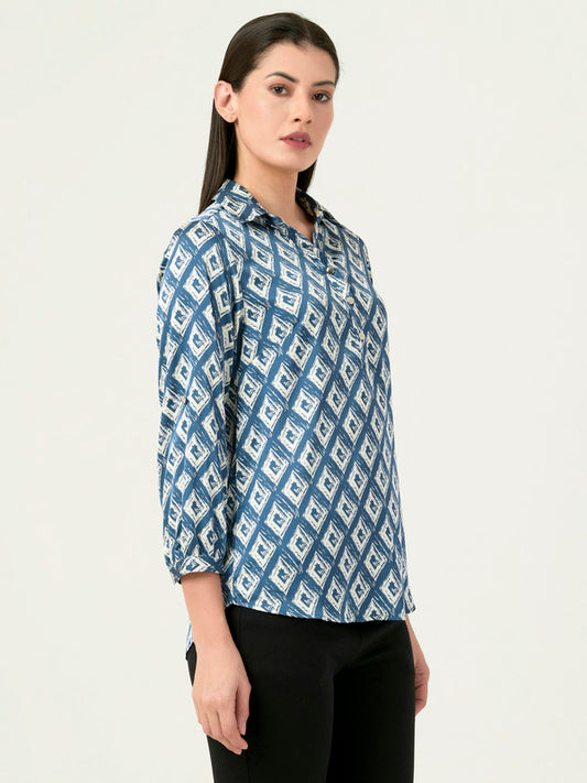 Albion Women Smart Premium Ink Blue Casual Shirt