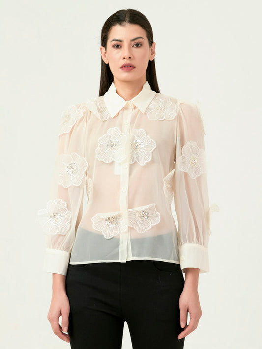 Albion Women Smart Premium Cream Blouson Top