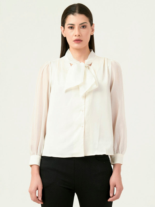 Albion Women Smart Premium Cream Blouson Top