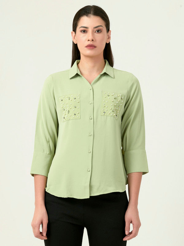 Albion Women Smart Premium Green Blouson Top