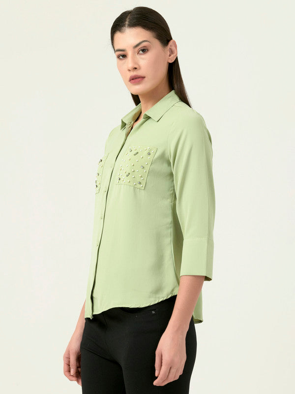 Albion Women Smart Premium Green Blouson Top