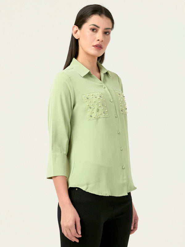 Albion Women Smart Premium Green Blouson Top