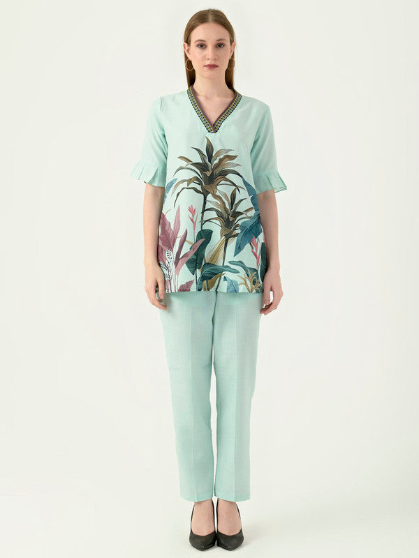 Albion Women Smart Premium Sky Green Co-ord set