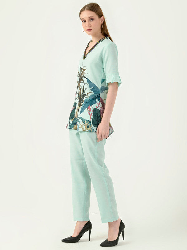 Albion Women Smart Premium Sky Green Co-ord set