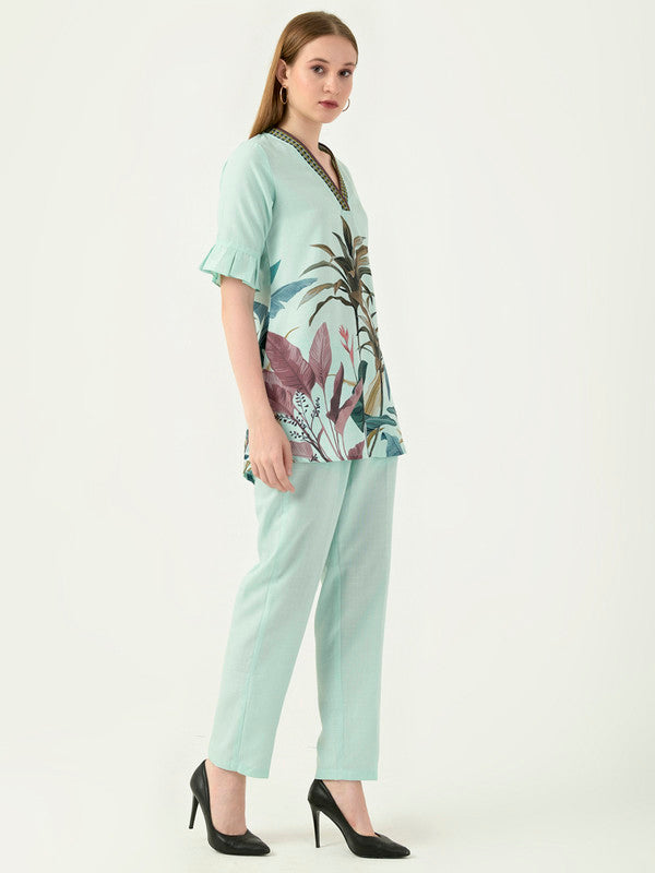 Albion Women Smart Premium Sky Green Co-ord set