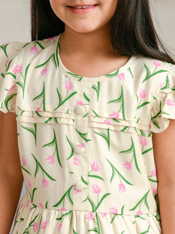 Albion Premium Girls Archana Peach Frock