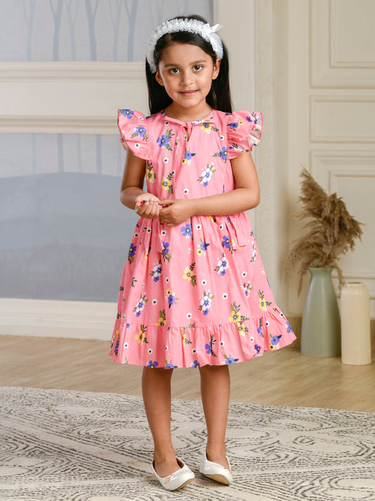 Albion Premium Girls Archana Peach Frock
