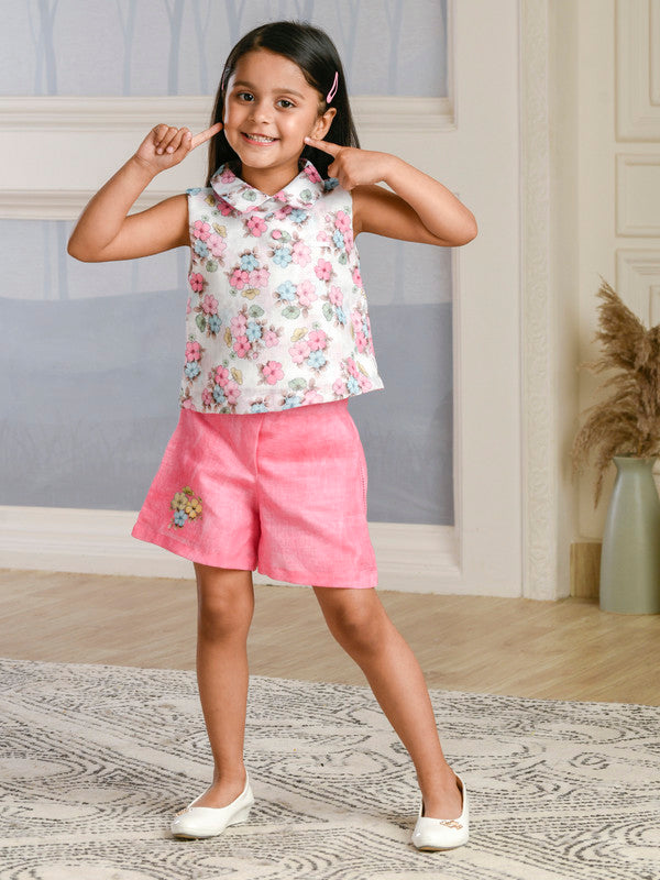 Albion Premium Girls Set Lemon Mint Pink Skirt Top