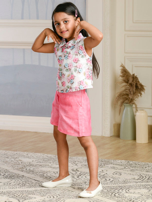 Albion Premium Girls Set Lemon Mint Pink Skirt Top