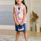 Albion Premium Girls Pure Pink B- Dark Blue Frock