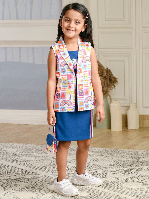 Albion Premium Girls Pure Pink B- Dark Blue Frock