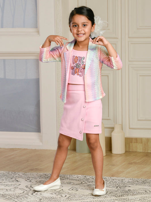 Albion Premium Girls Set Pure Pink A-Pink Skirt Top