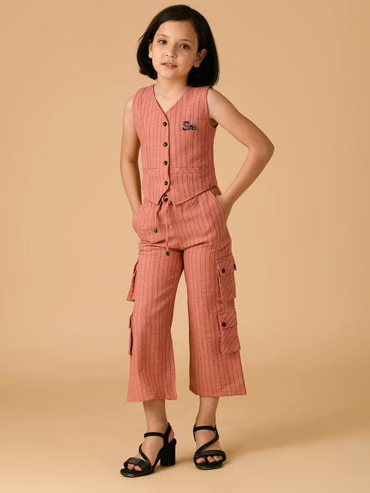 Albion Premium Girls Set Peach Skirt Top