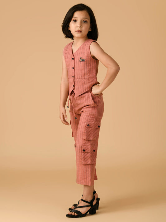 Albion Premium Girls Set Peach Skirt Top