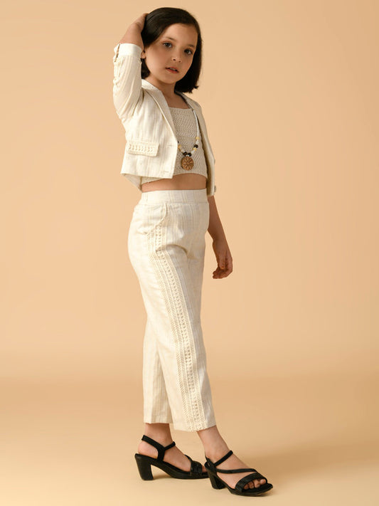 Albion Premium Girls Set Cream Skirt Top